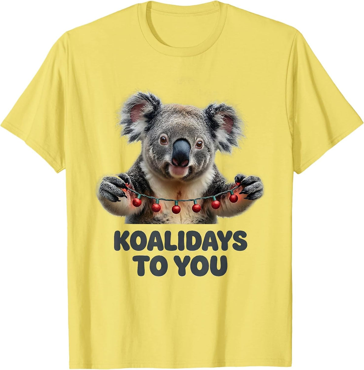 Men's Koalidays To You Funny Koala Pun Animal Lover Gift T-Shirt - Lemon Yellow