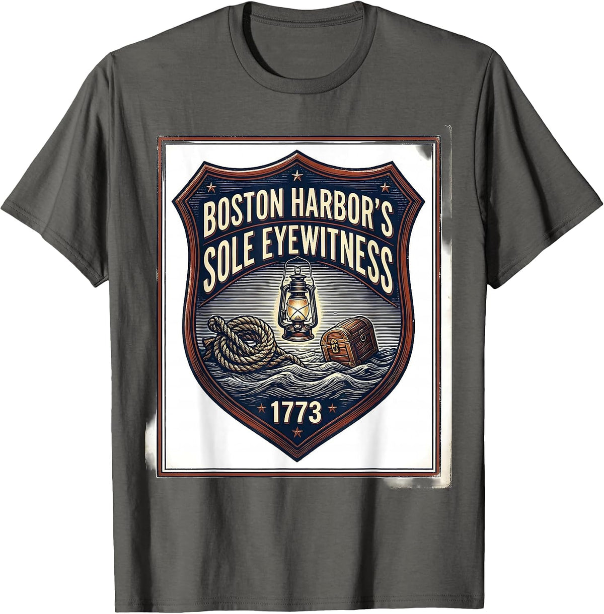 Boston Harbor's Sole Eyewitness, 1773 History Teacher Funny T-Shirt - Asphalt Grey