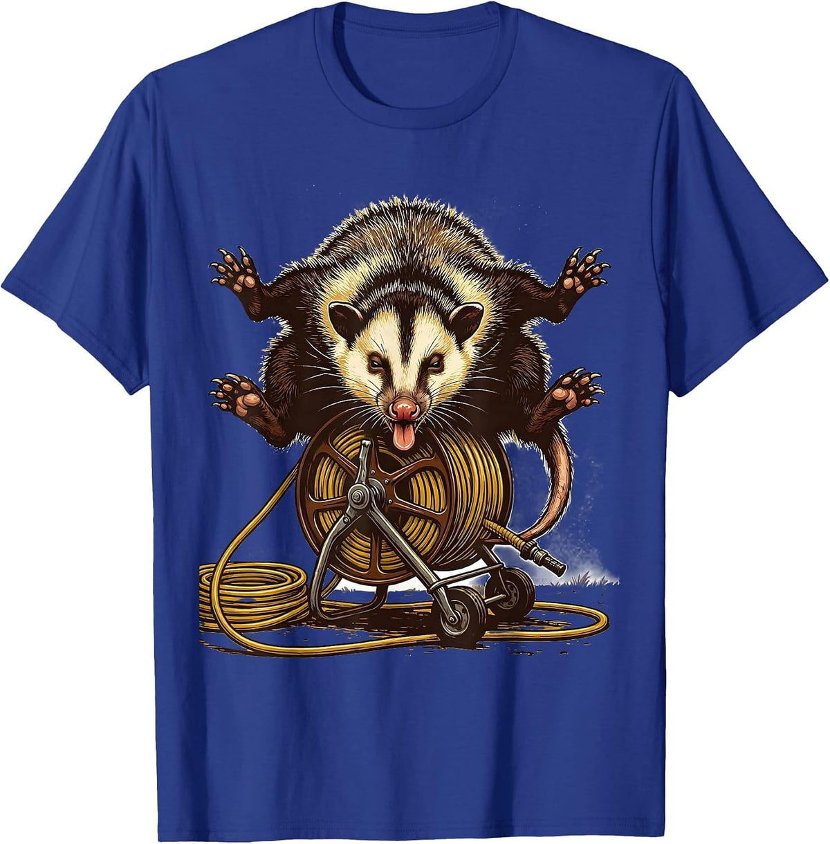 Men's Opossum Sprawled Belly-Up Deadpan Humor Meme Gift T-Shirt - Royal Blue