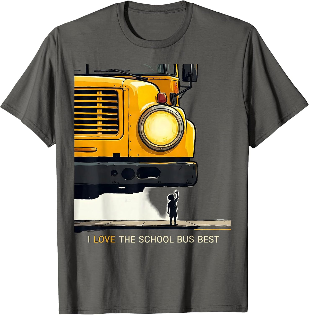 Men's I Love The School Bus Best Funny School Bus Driver Gift T-Shirt - Asphalt Grey