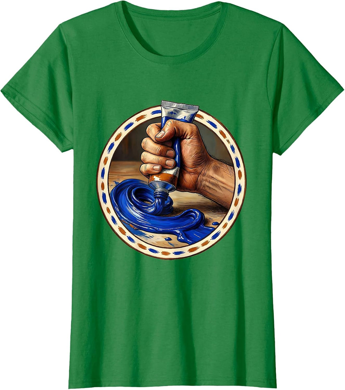 Women's Art Teacher Paint Tube Squeeze Canvas Graphic T-Shirt - Kelly Green