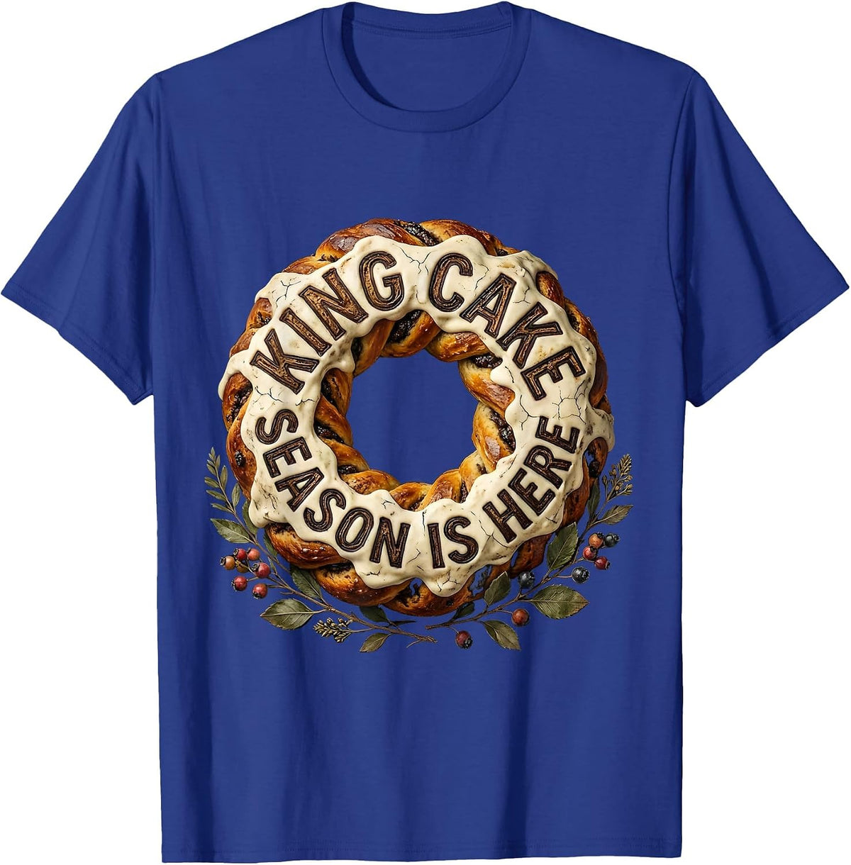 Men's King Cake Season Is Here Mardi Gras Design T-Shirt - Royal Blue