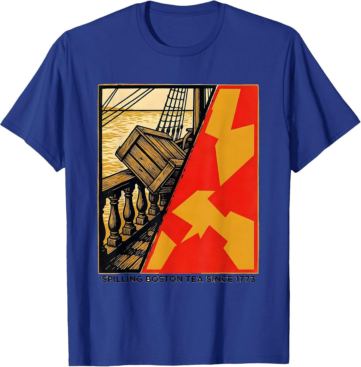 Men's Spilling Boston Tea Since 1773 Funny History Teacher Pun T-Shirt - Royal Blue
