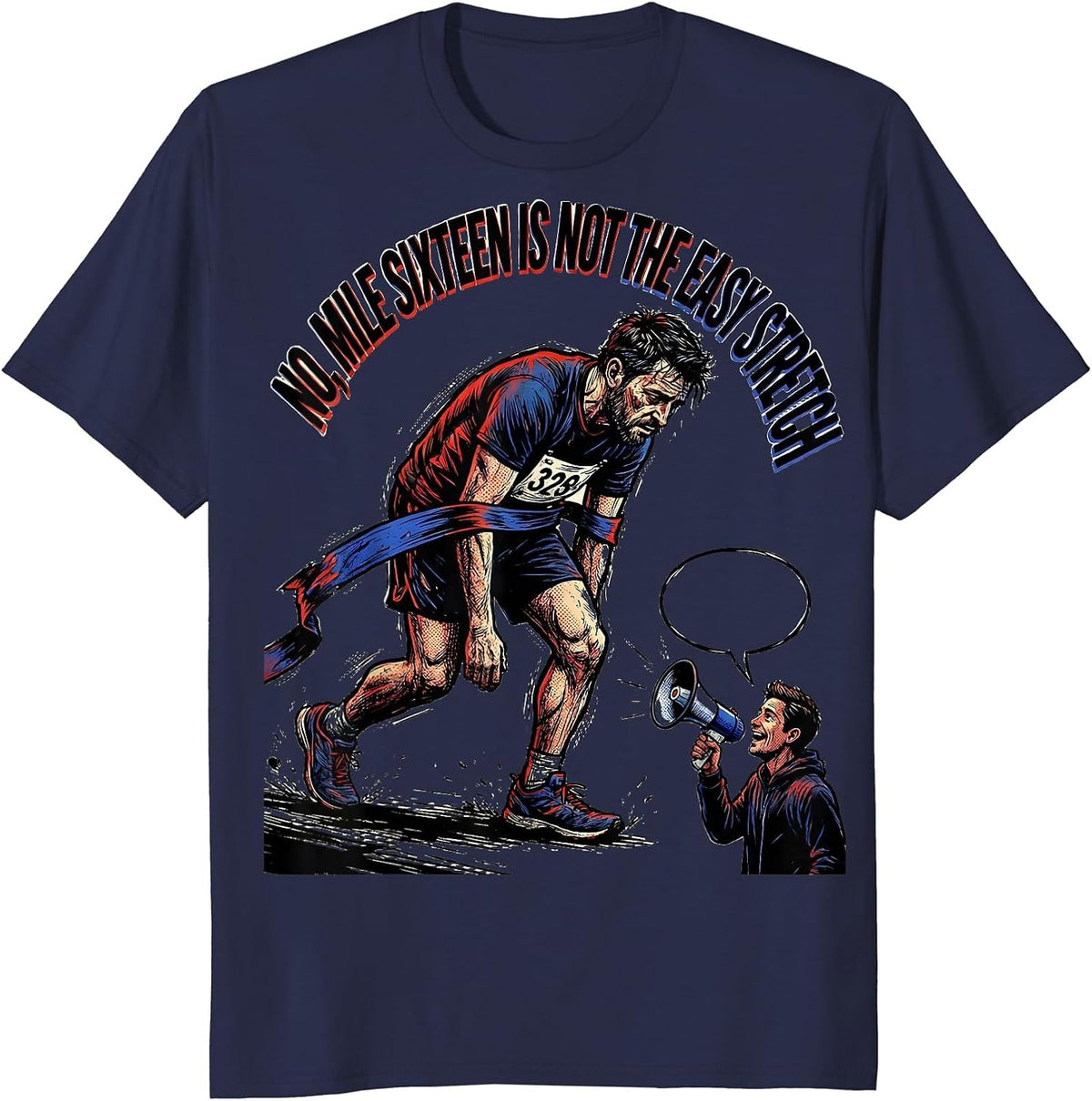 No, Mile Sixteen Is Not The Easy Stretch Funny Runner Gift T-Shirt - Navy Blue