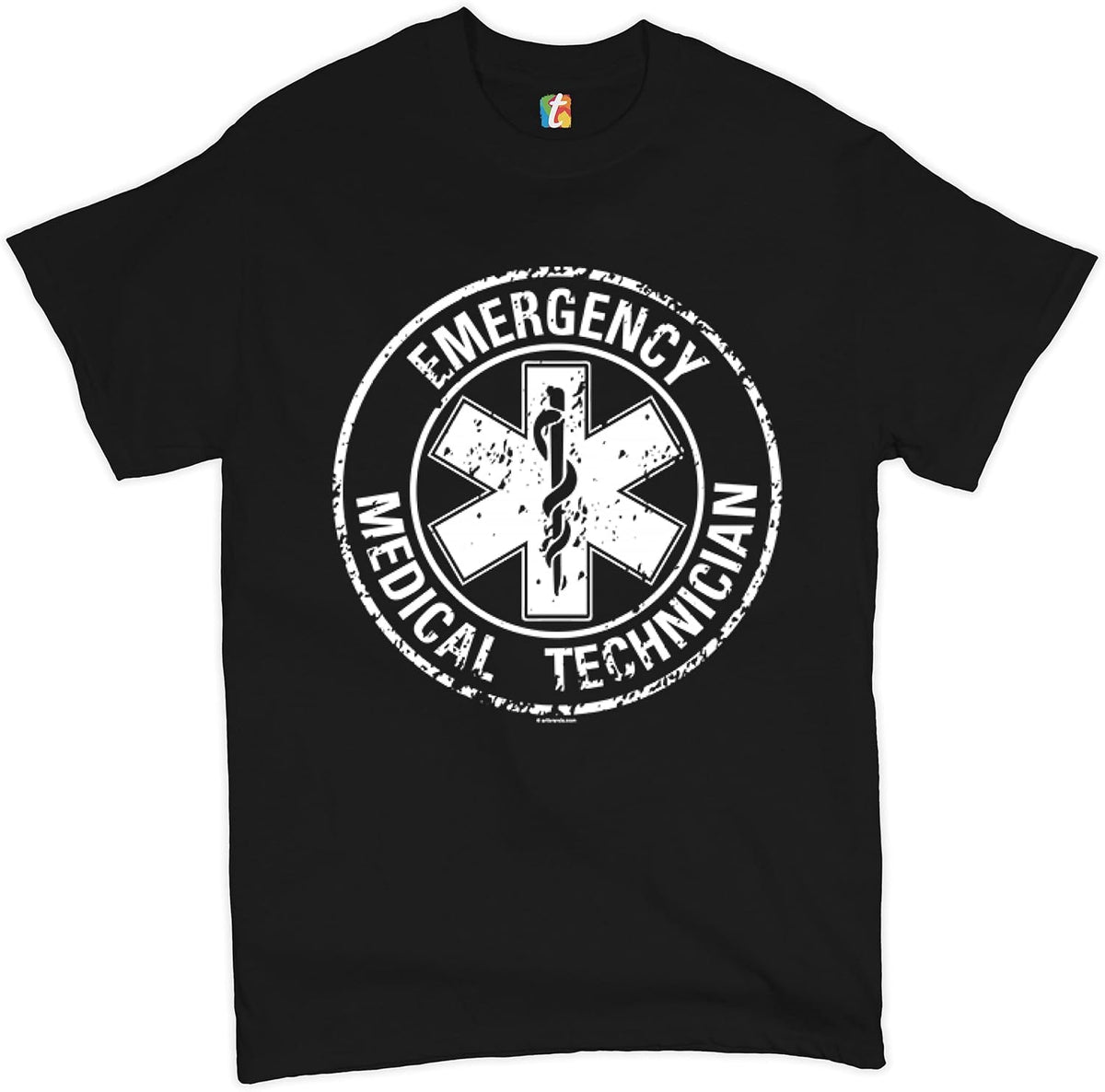 Emergency Medical Technician T-Shirt EMT Distressed Star of Life Men's Tee - Black