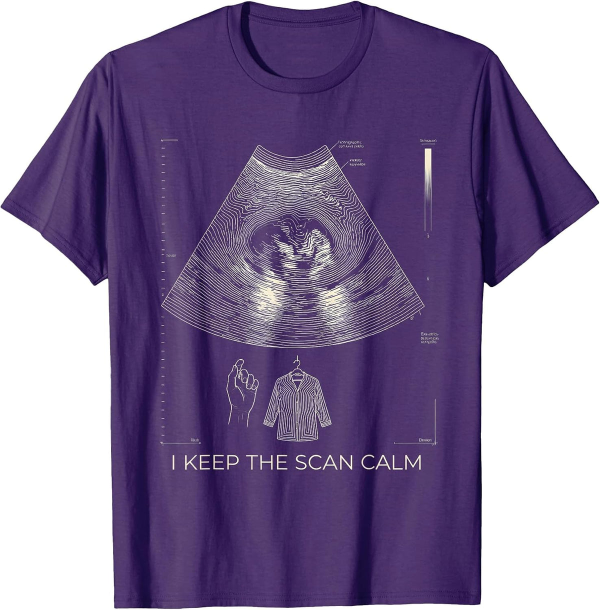 I Keep The Scan Calm Topographic Contour Mammography T-Shirt - Purple