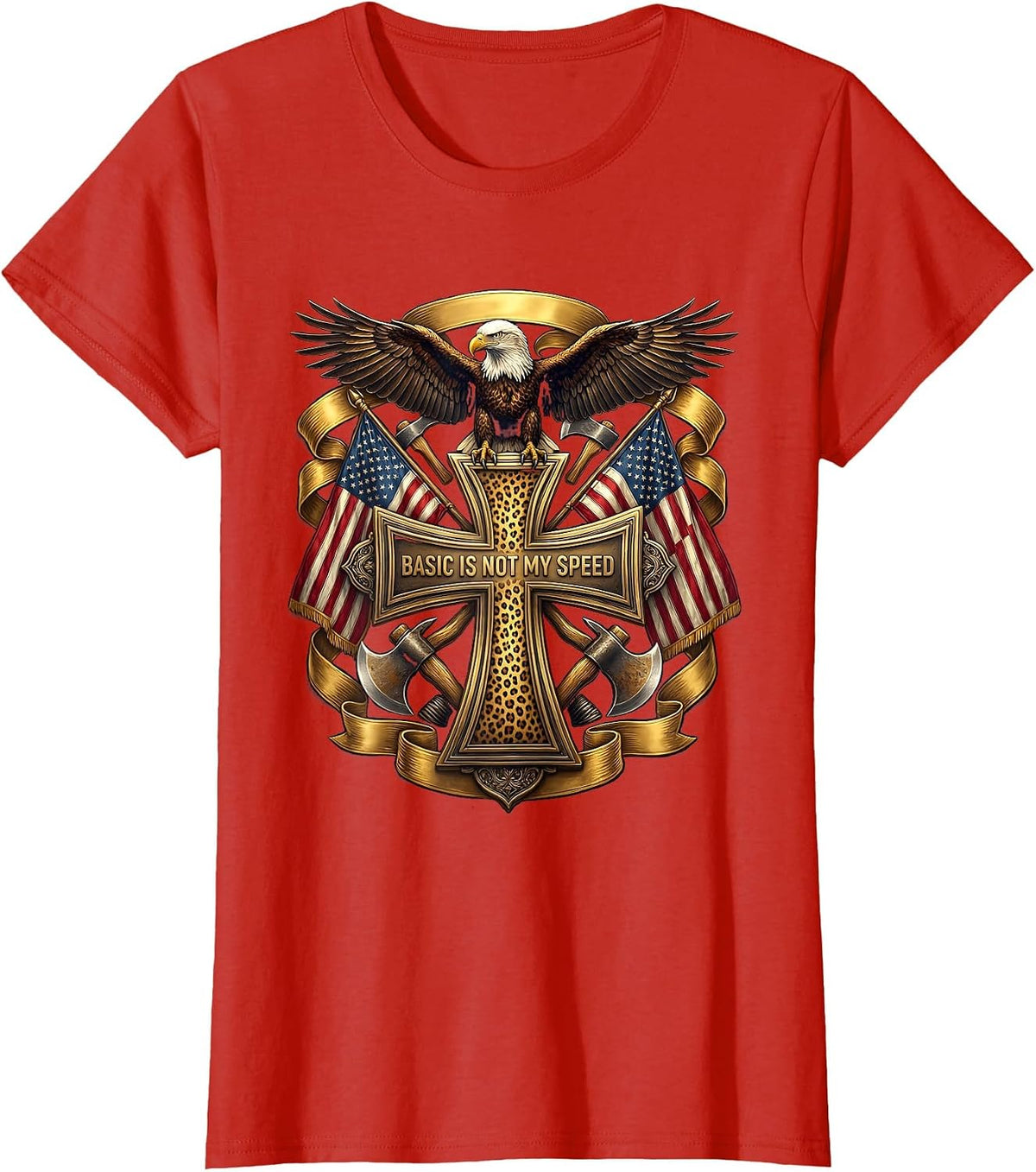 Basic Is Not My Speed Cheetah Print Design T-Shirt - Red