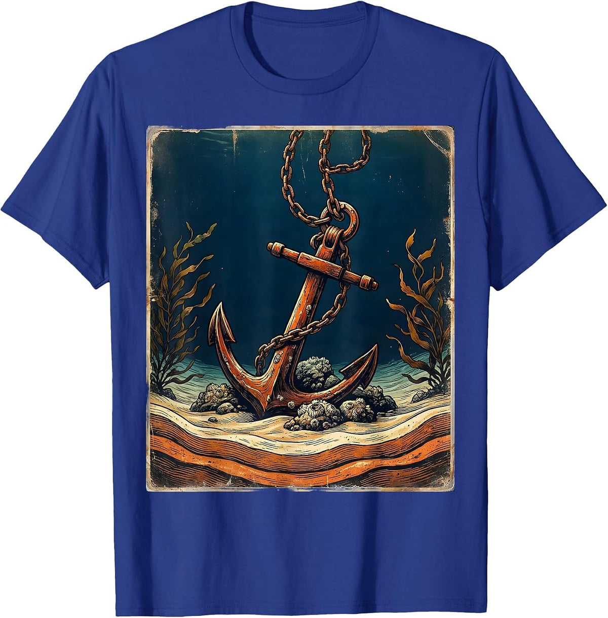Anchor Dropped to the Ocean Floor Graphic T-Shirt - Royal Blue
