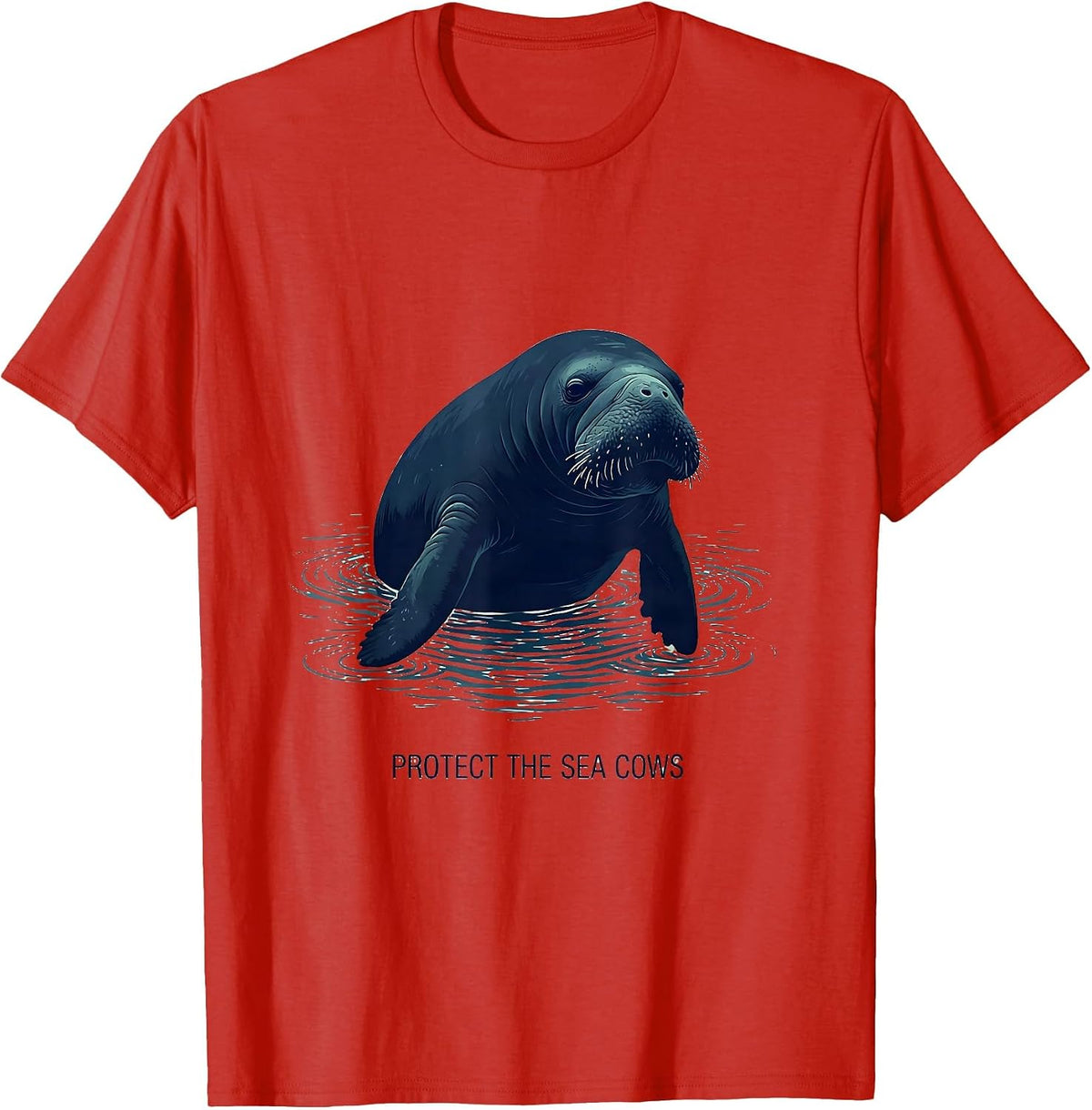 Men's Protect The Sea Cows Manatee Lover Crystal River Florida T-Shirt - Red