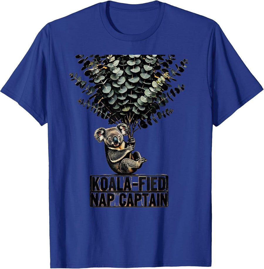 Koala-Fied Nap Captain Cute Koala Lover Humor Animal Gift T-Shirt - Royal Blue