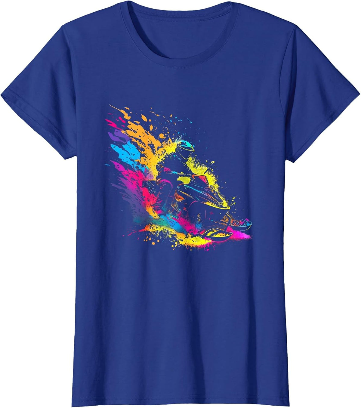 Splash Art Snowmobile Snow Machine Ski-Doo Sledge T-Shirt - Royal Blue
