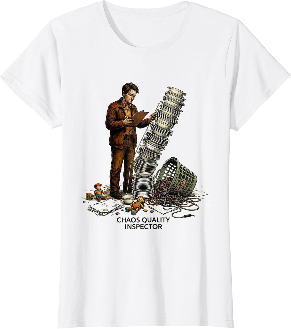 Women's Chaos Quality Inspector Funny Chaotic Neutral Humor T-Shirt - White