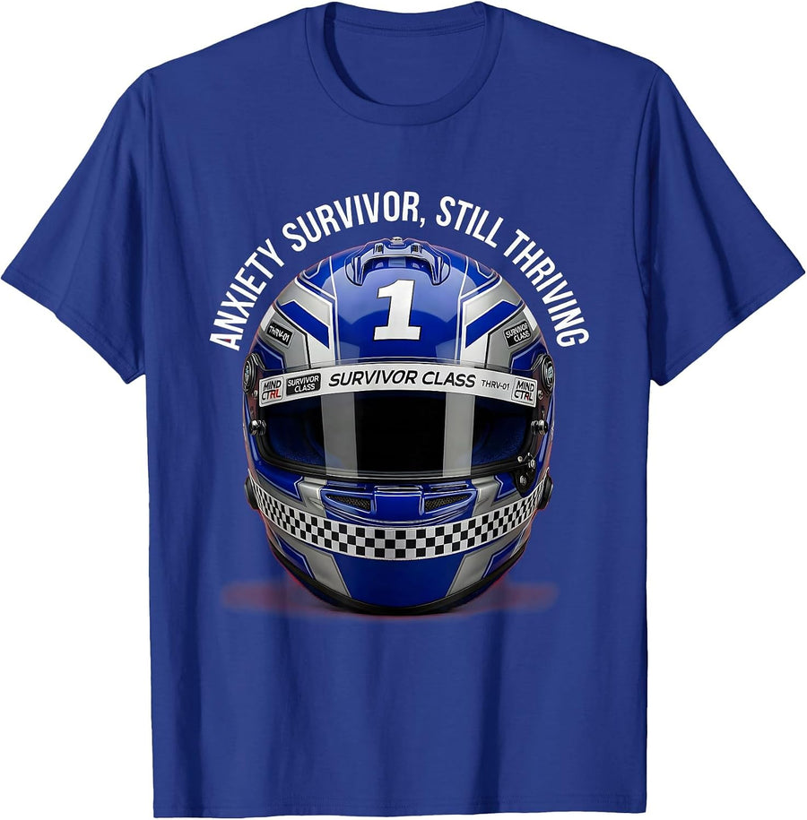 Anxiety Survivor Still Thriving Mental Health Design T-Shirt - Royal Blue