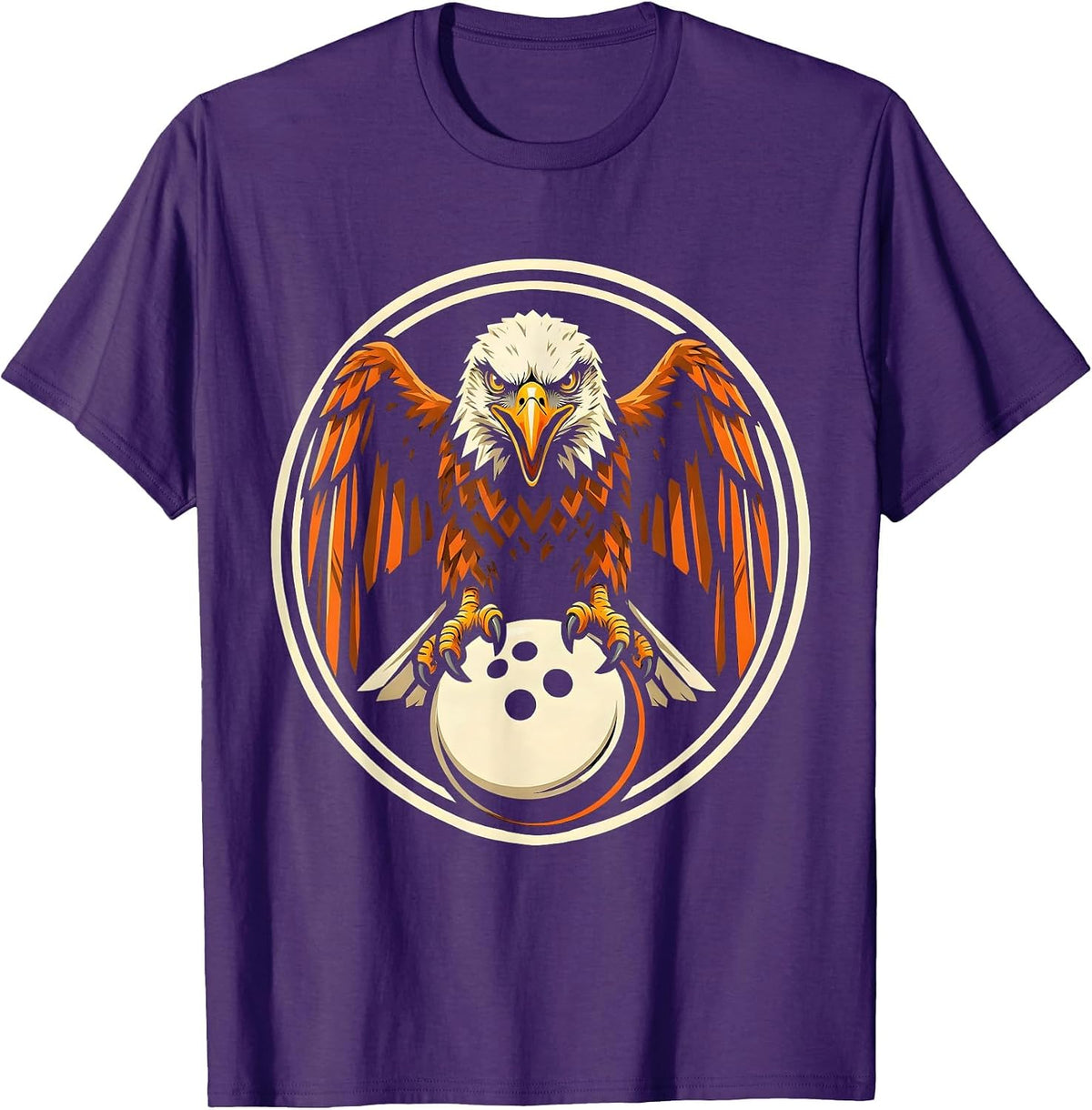 Eagle Carrying Bowling Ball Graphic Design T-Shirt - Purple