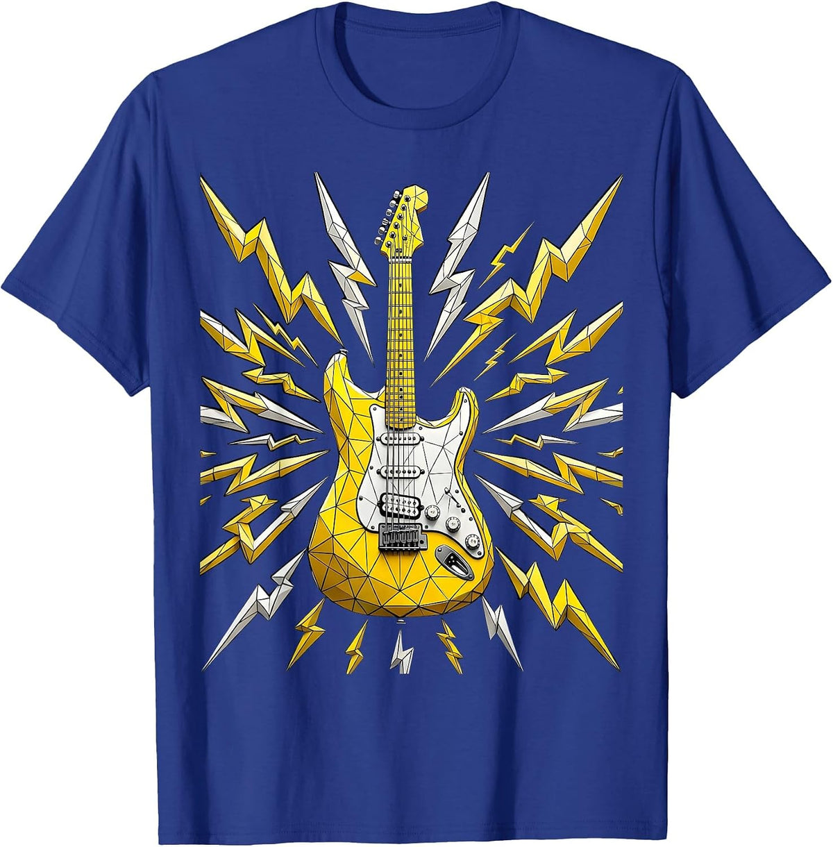 Electric Guitar Lightning Bolt Rock Music Graphic T-Shirt - Royal Blue
