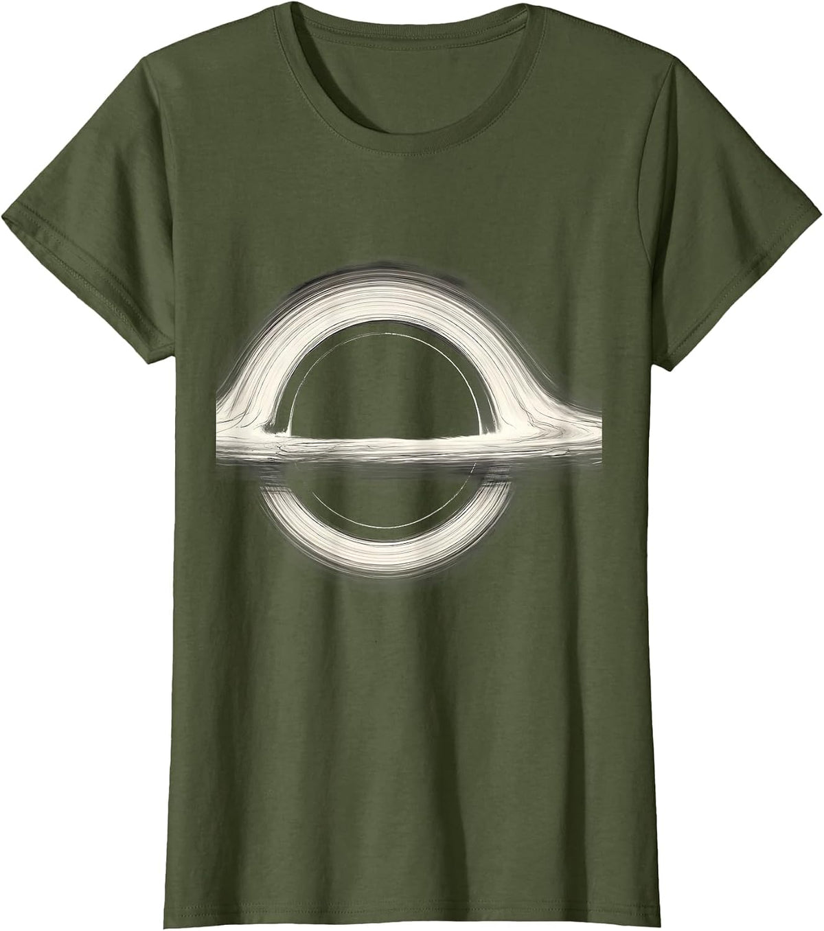 Women's Black Hole Minimalist Physics Science Enthusiast T-Shirt - Olive Green