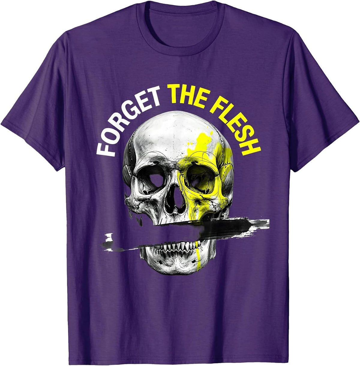 Forget the Flesh Bold Dark Graphic Design T-Shirt - Purple