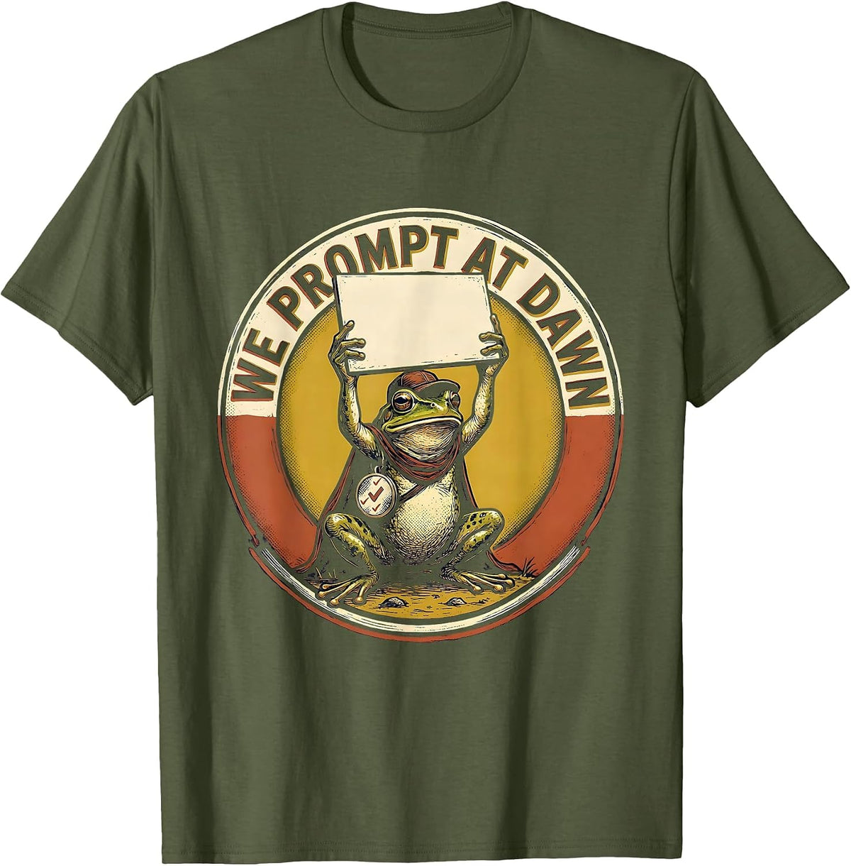 Men's We Prompt At Dawn Funny Frog Teacher Back to School T-Shirt - Olive Green