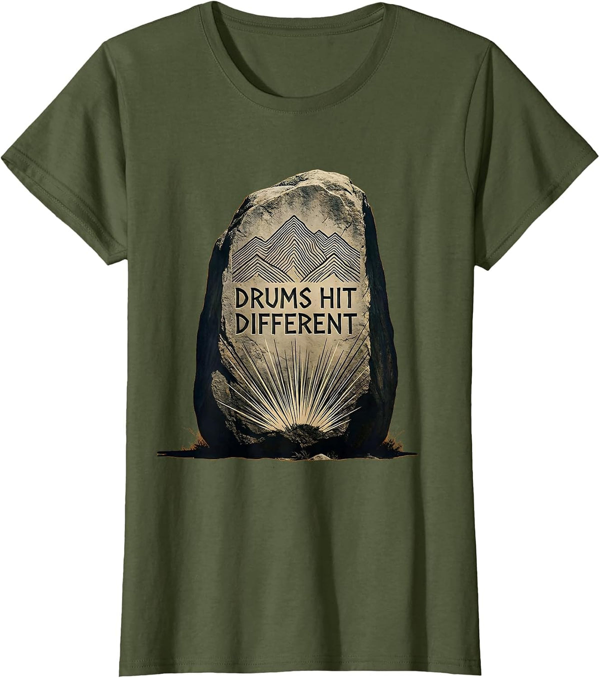 Women's Drums Hit Different Drummer Music Design T-Shirt - Olive Green