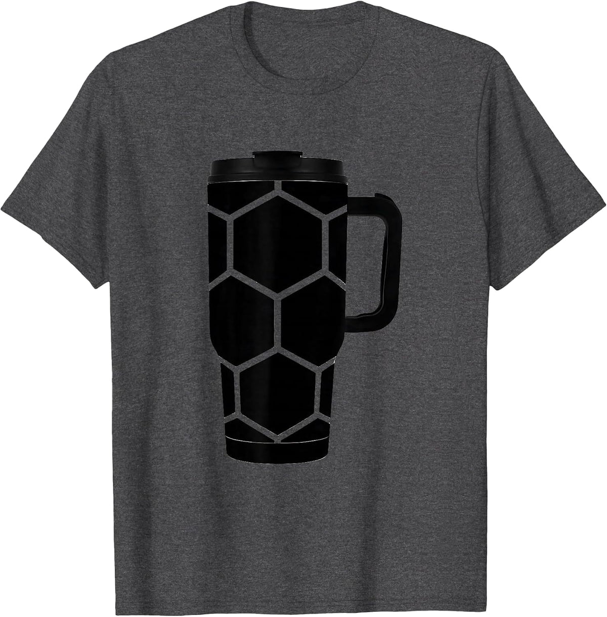 Soccer Dad Travel Mug Ball Graphic Tee T-Shirt - Dark Heather Grey