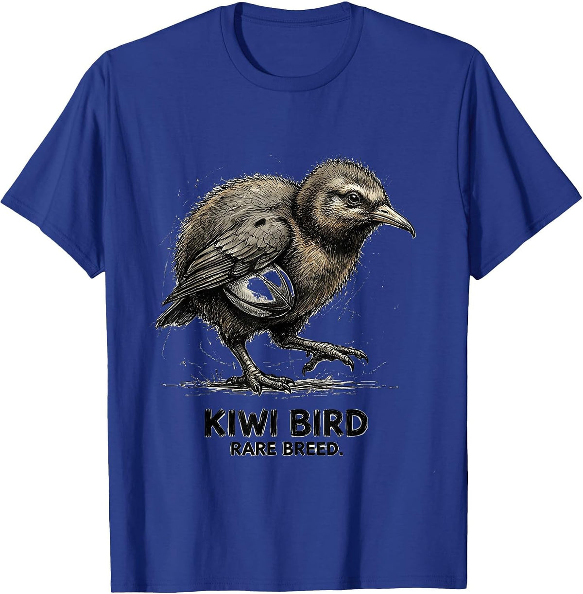 Kiwi Bird. Rare Breed. Hand-Sketched Design T-Shirt - Royal Blue