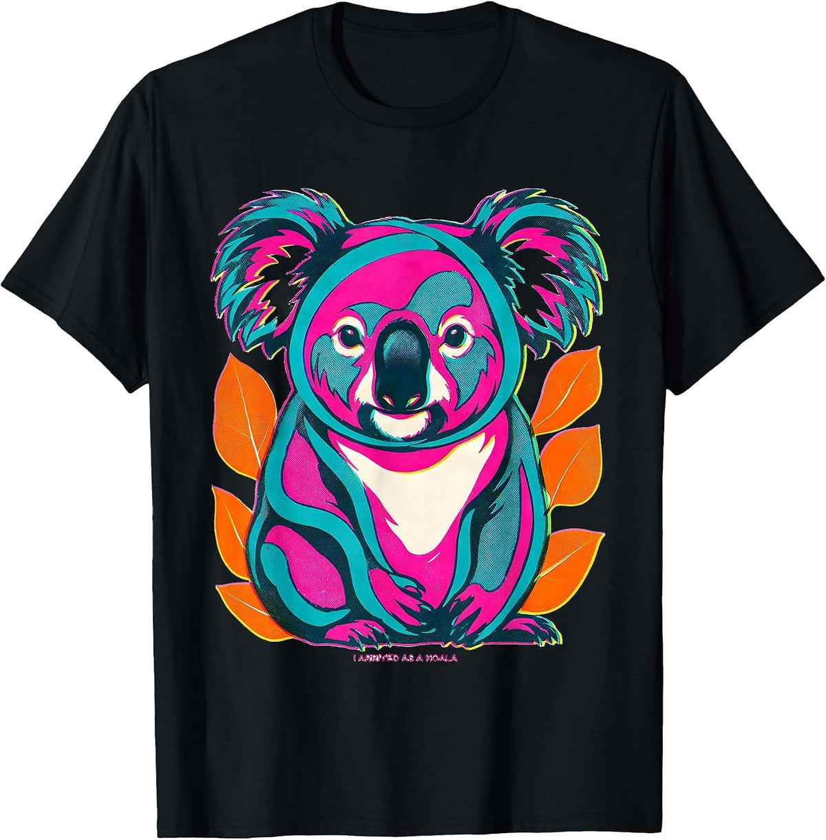 Men's I Arrived As A Koala Risograph Funny Koala Costume Novelty T-Shirt - Black