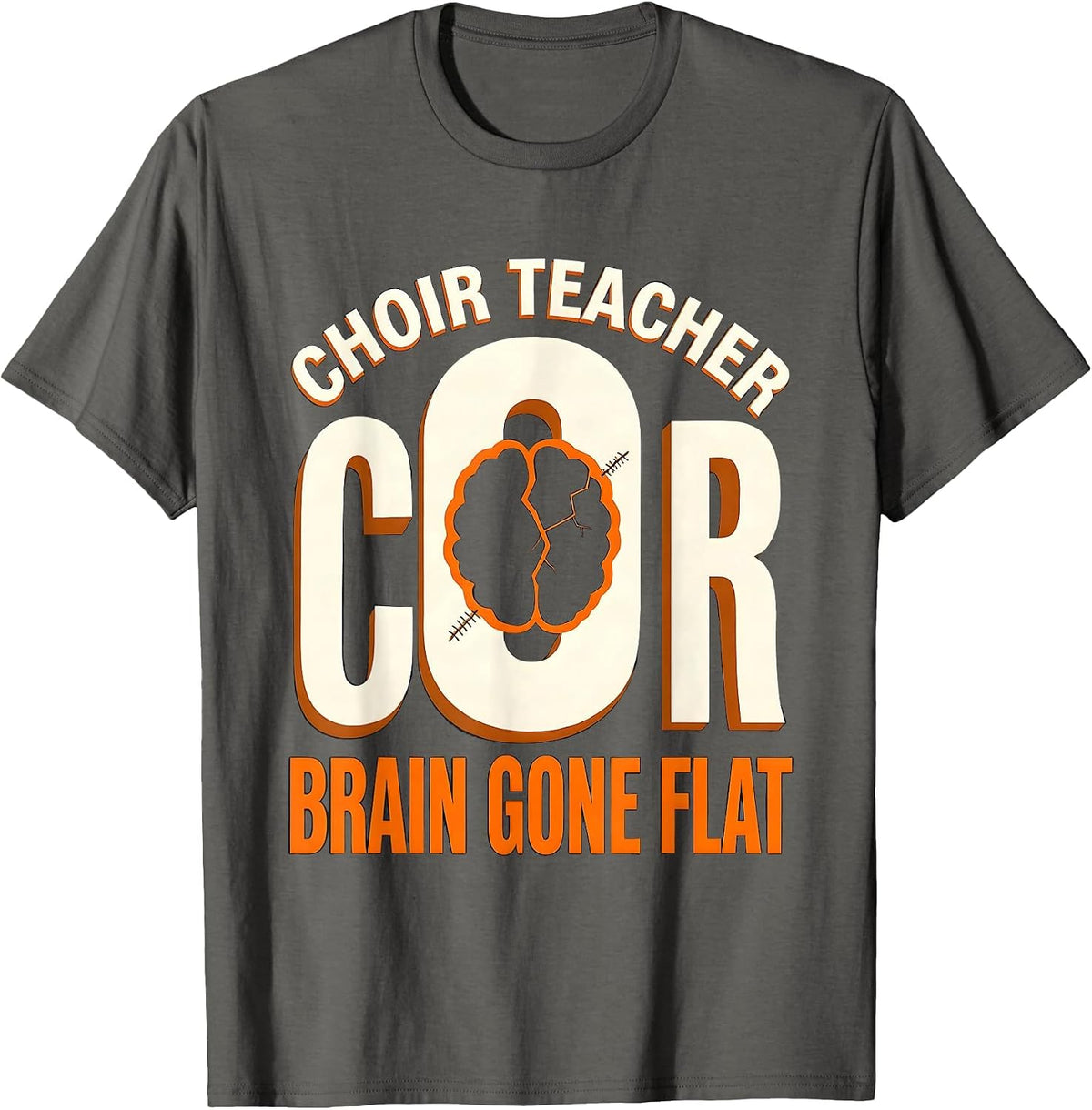 Men's Choir Teacher Brain Gone Flat Funny Zombie Halloween Teacher T-Shirt - Asphalt Grey