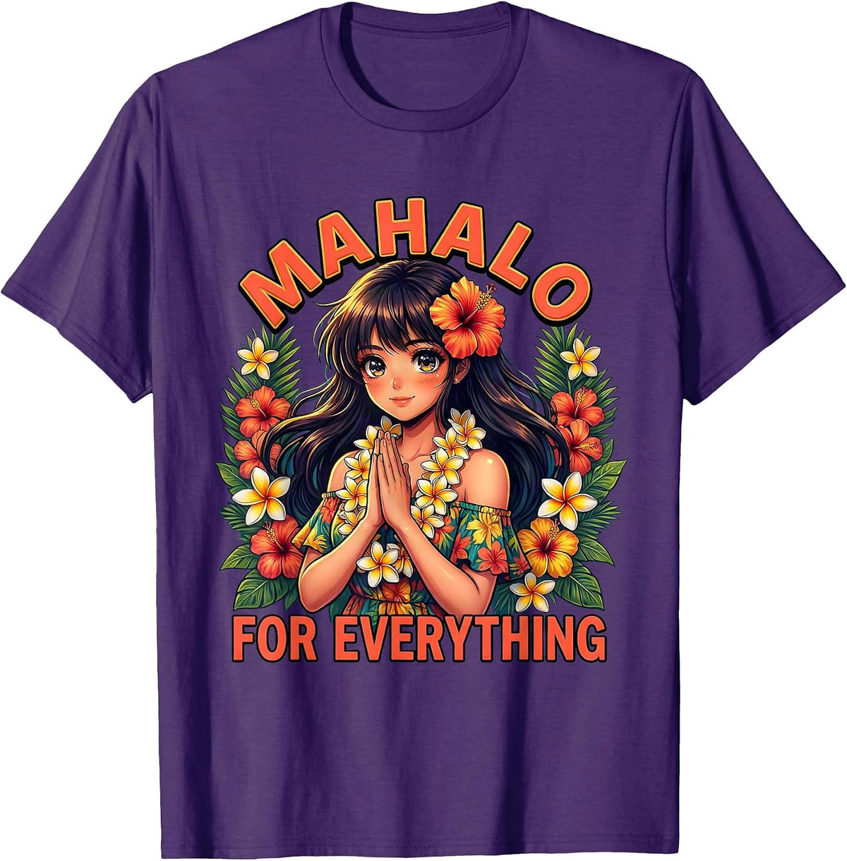 Mahalo for Everything Aloha Women Design T-Shirt - Purple