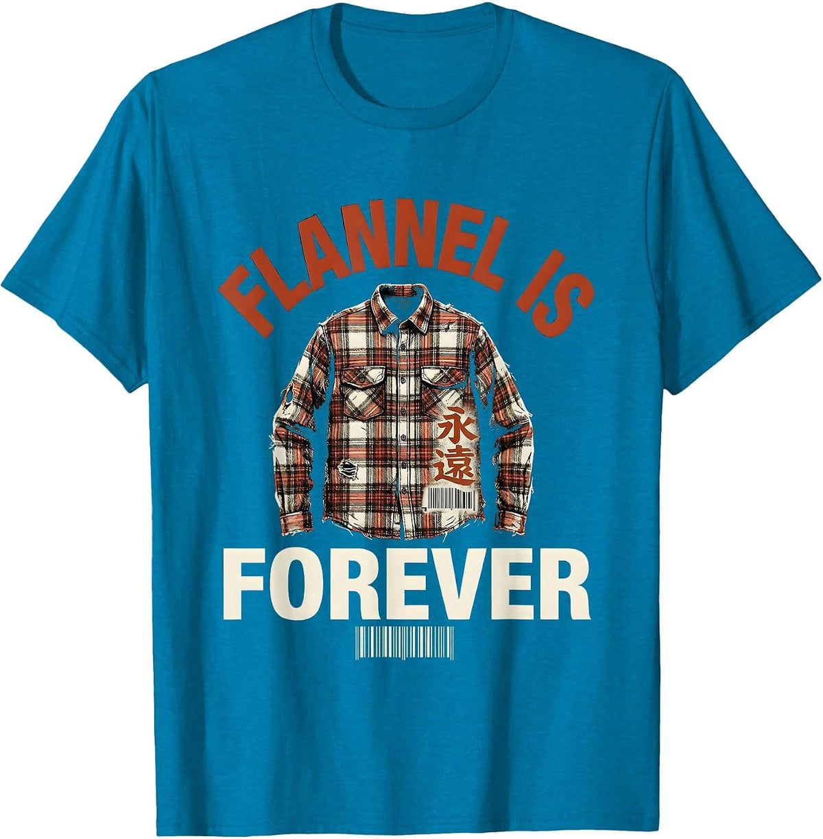Flannel Is Forever Gen X Grunge Era Design T-Shirt - Sapphire Blue