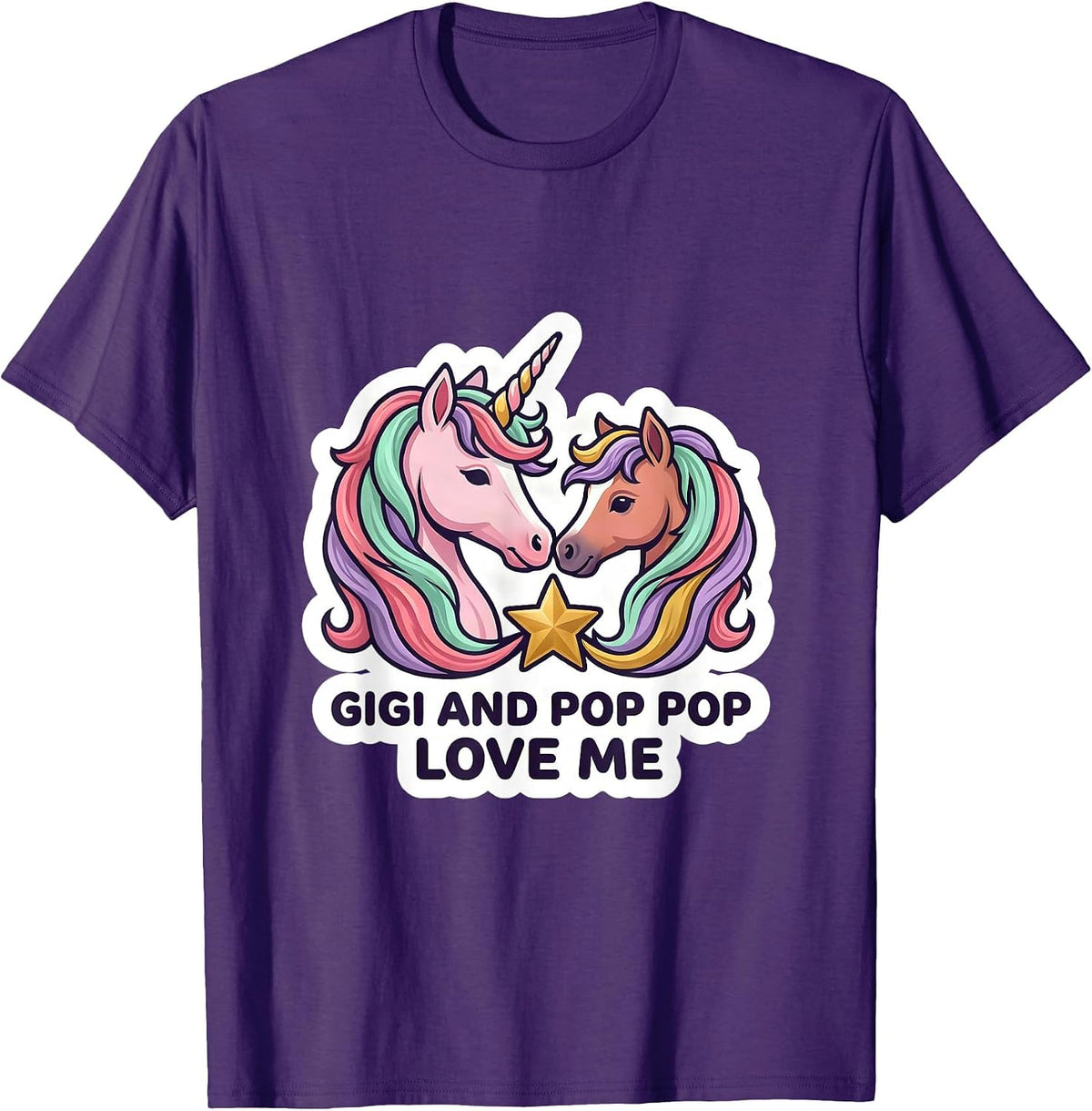 Men's Gigi And Pop Pop Love Me Sentimental Unicorn Grandchild Gift T-Shirt - Purple