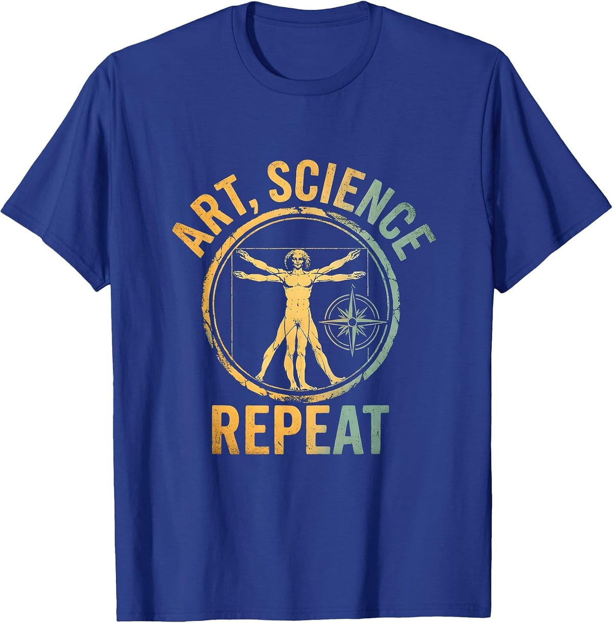 Art Science Repeat Renaissance Men Design T-Shirt - Royal Blue