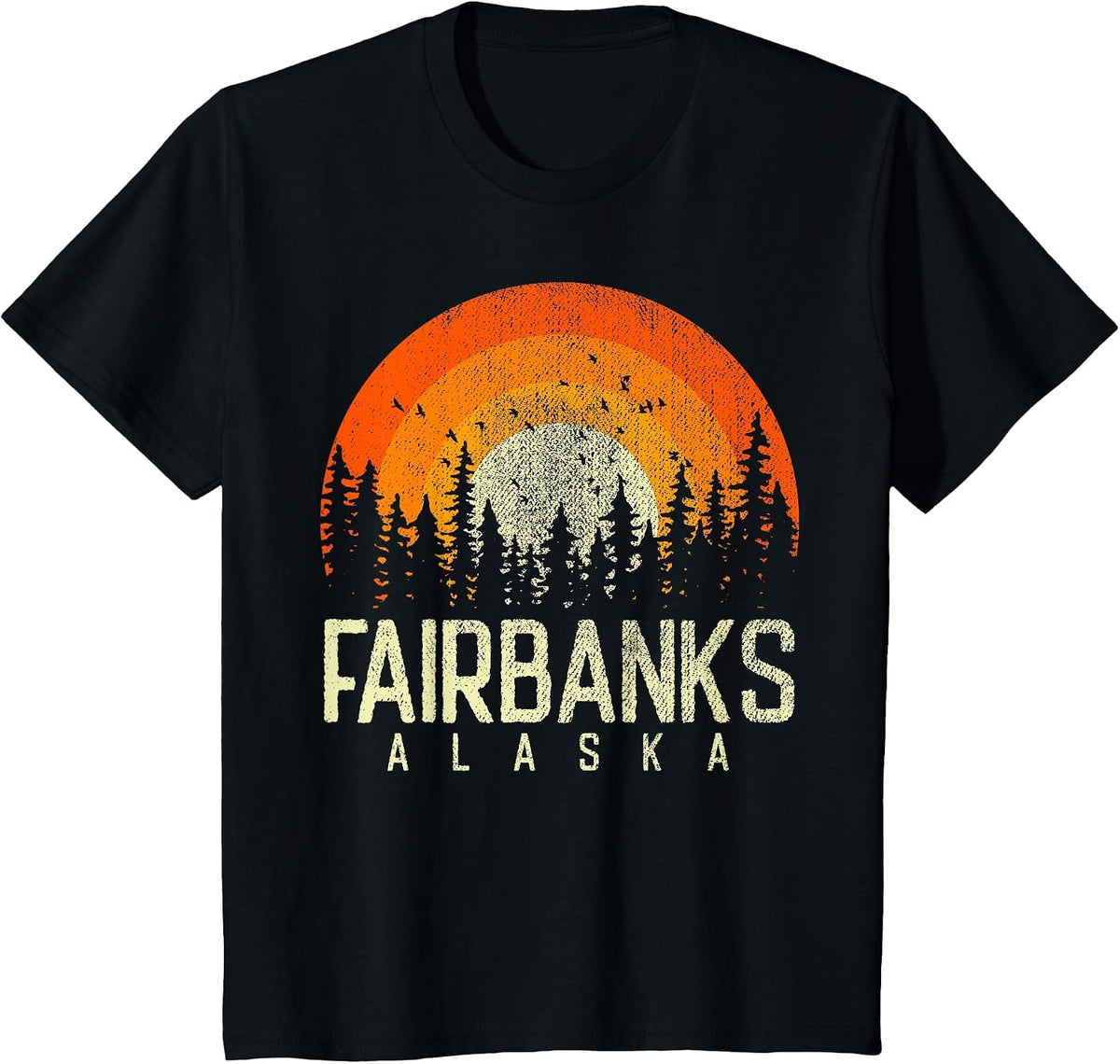 Fairbanks Alaska, Retro Style Vintage 60s 70s 80s 90s T-Shirt - Black