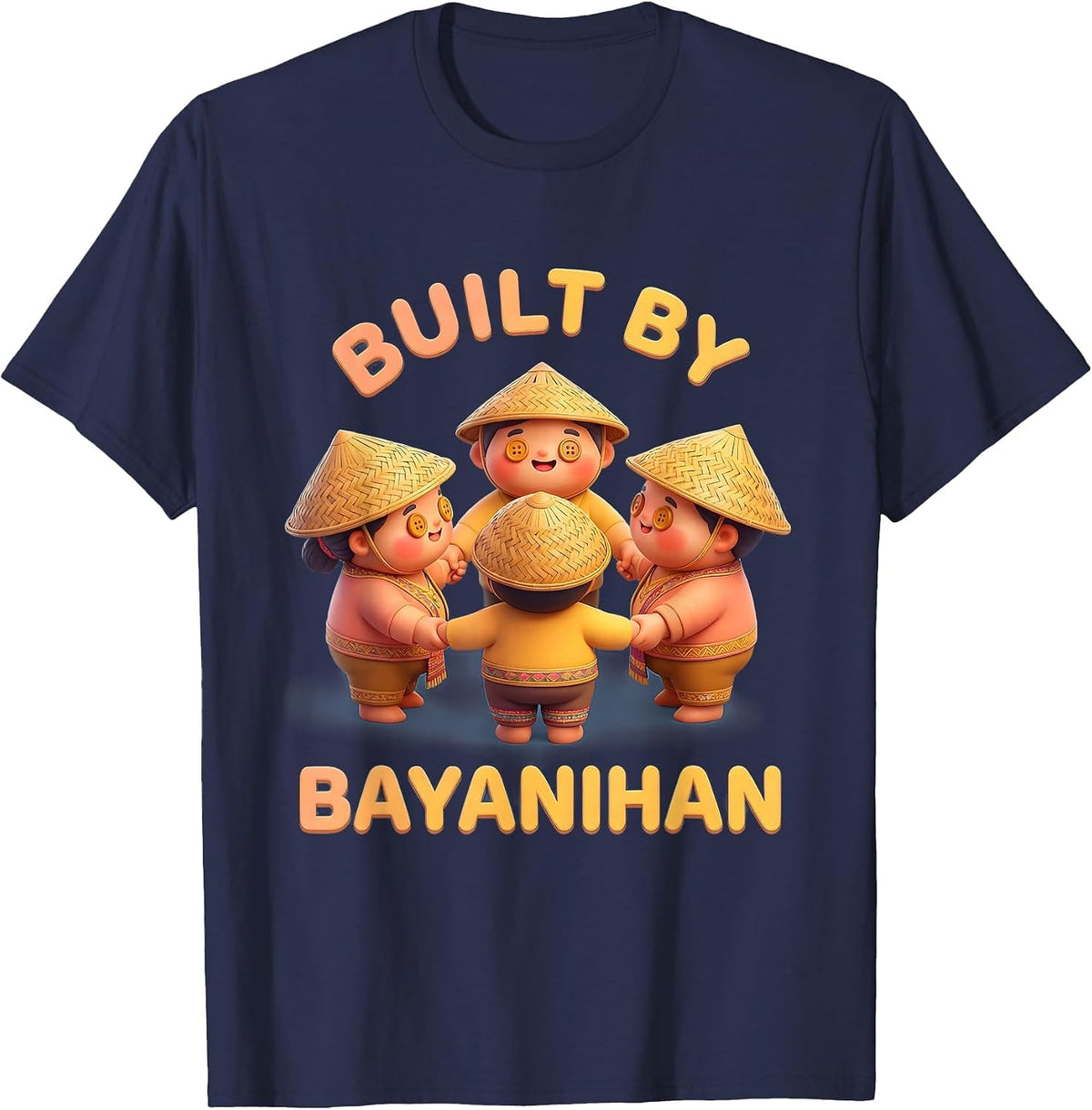 Built by Bayanihan Filipino Pride Design T-Shirt - Navy Blue