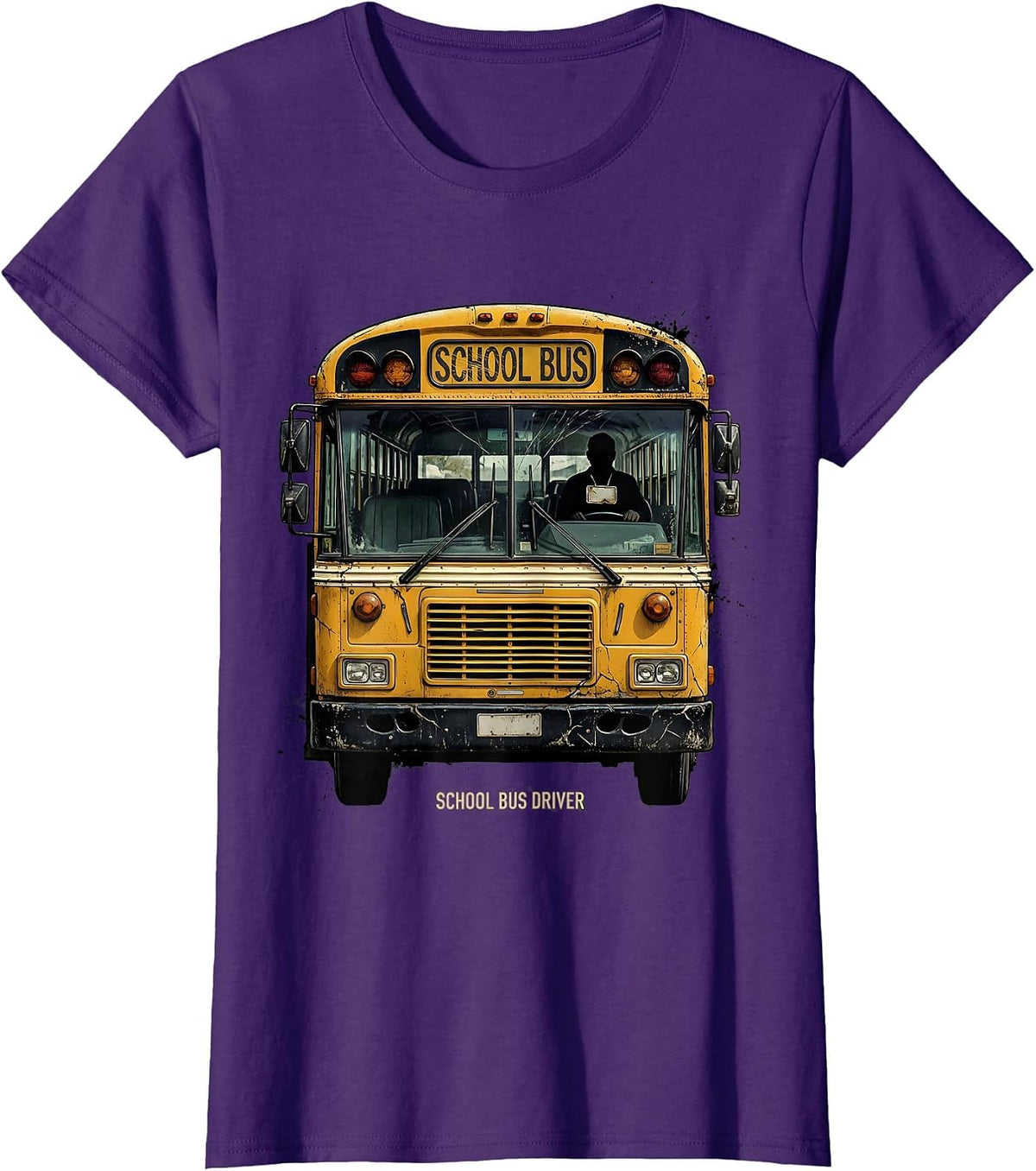 Women's Distressed School Bus Driver Humor Appreciation Gift T-Shirt - Purple