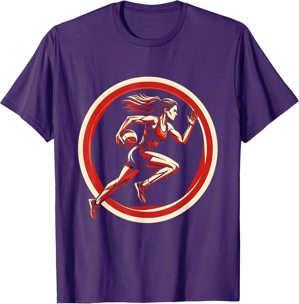 Rugby Sprint Graphic - Ball Carrier in Full Stride T-Shirt - Purple