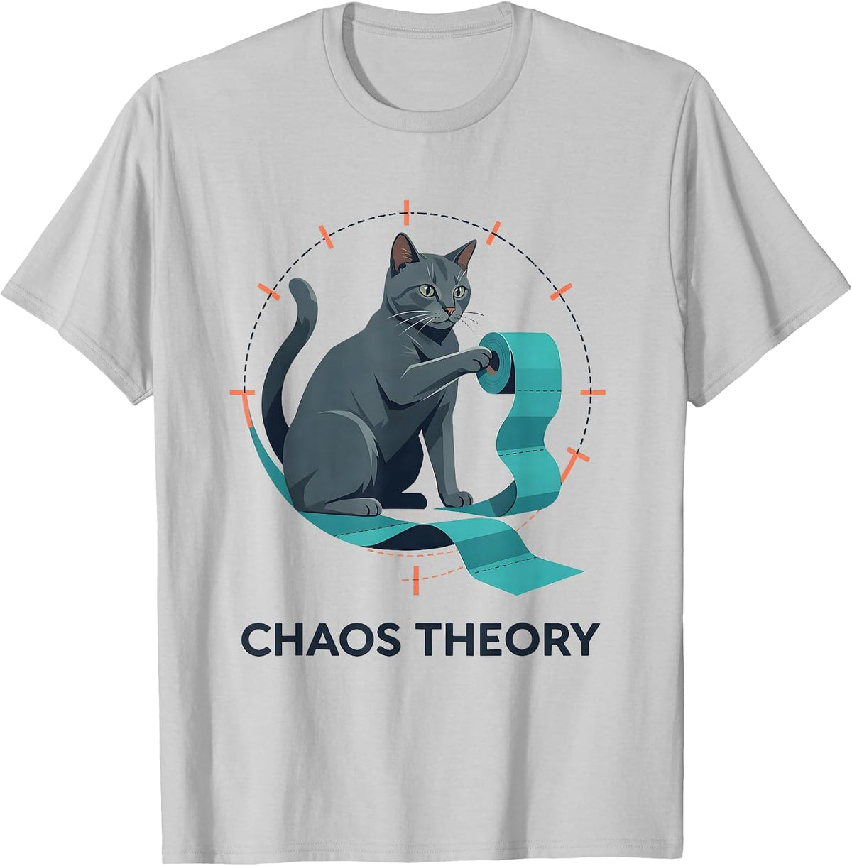 Men's Chaos Theory Funny Cat Science Math Teacher Gift T-Shirt - Silver Grey