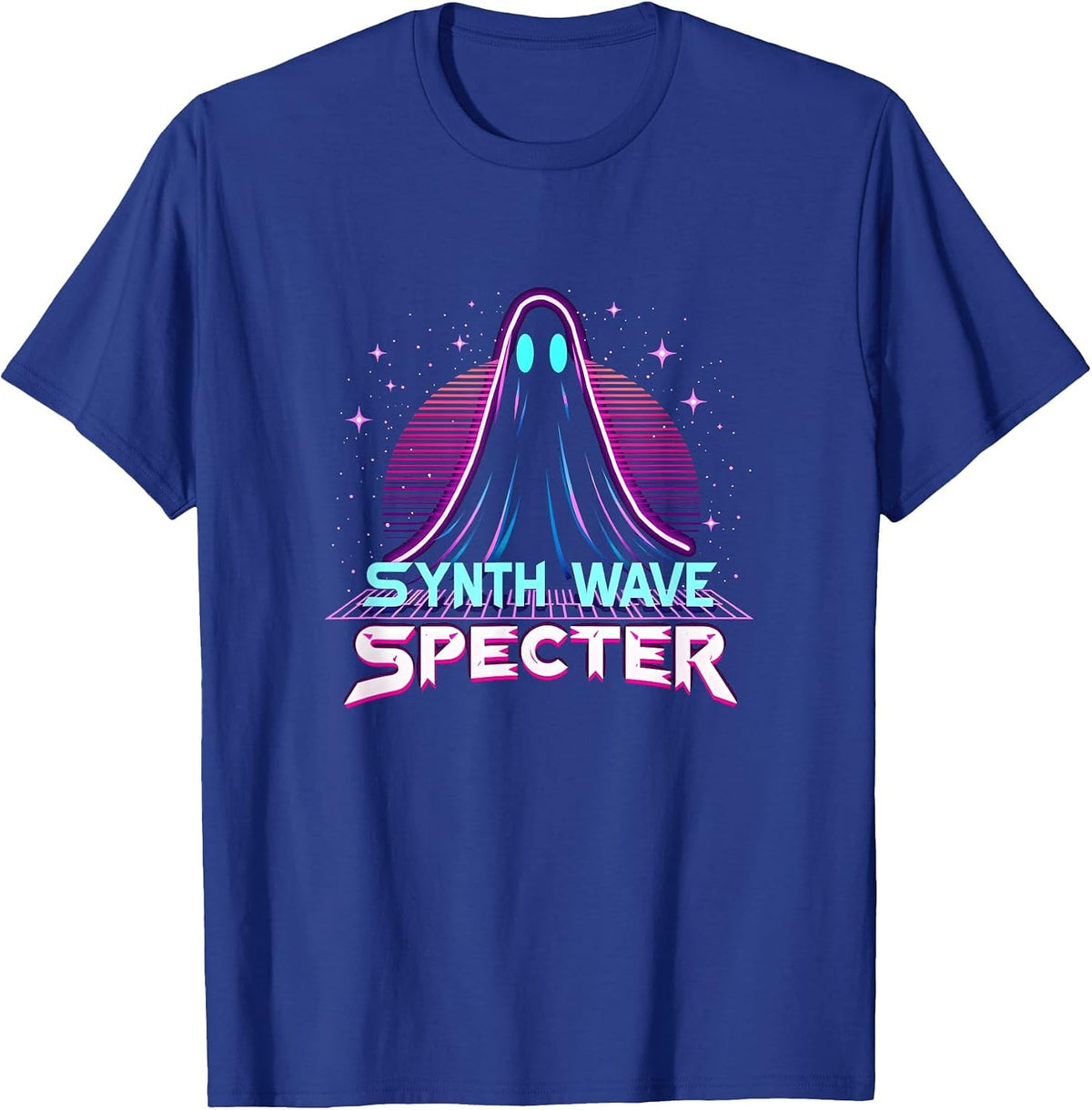 Halloween Music & Art: Synth Wave Specter Retro Ghost T-Shirt - Royal Blue