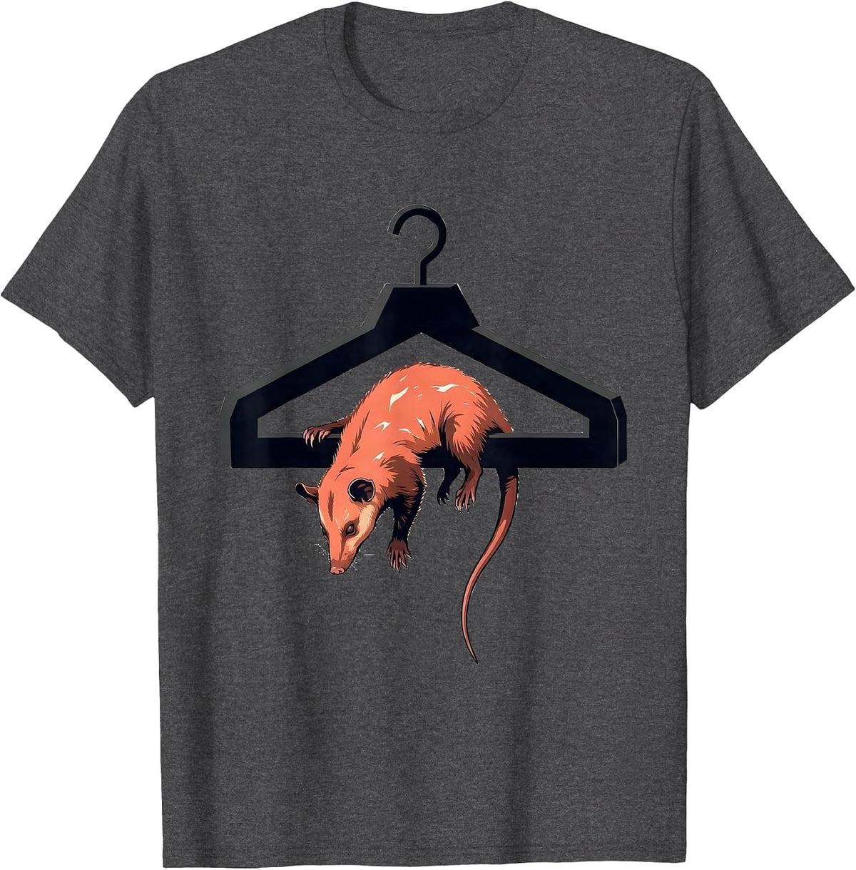 Oversized Hanger Limp Opossum Deadpan Animal Meme T-Shirt - Dark Heather Grey