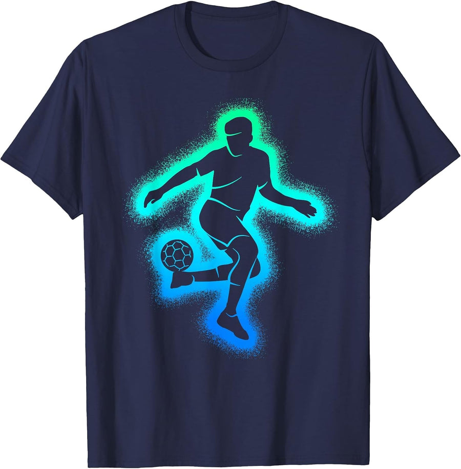 Soccer Game Kids Men Boys Soccer Player T-Shirt - Navy Blue