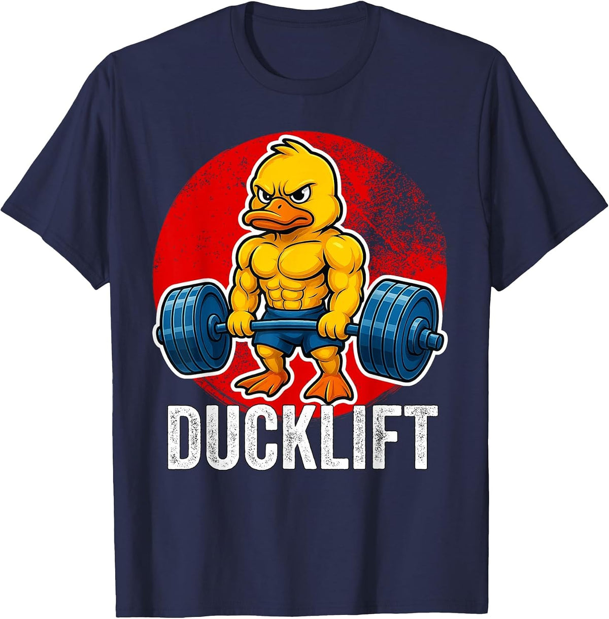 Funny Duck Ducklift Gym Weightlifting Lovers Men Boys T-Shirt - Navy Blue