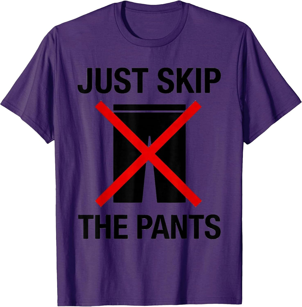 Men's Just Skip The Pants Funny Lazy Day Design T-Shirt - Purple