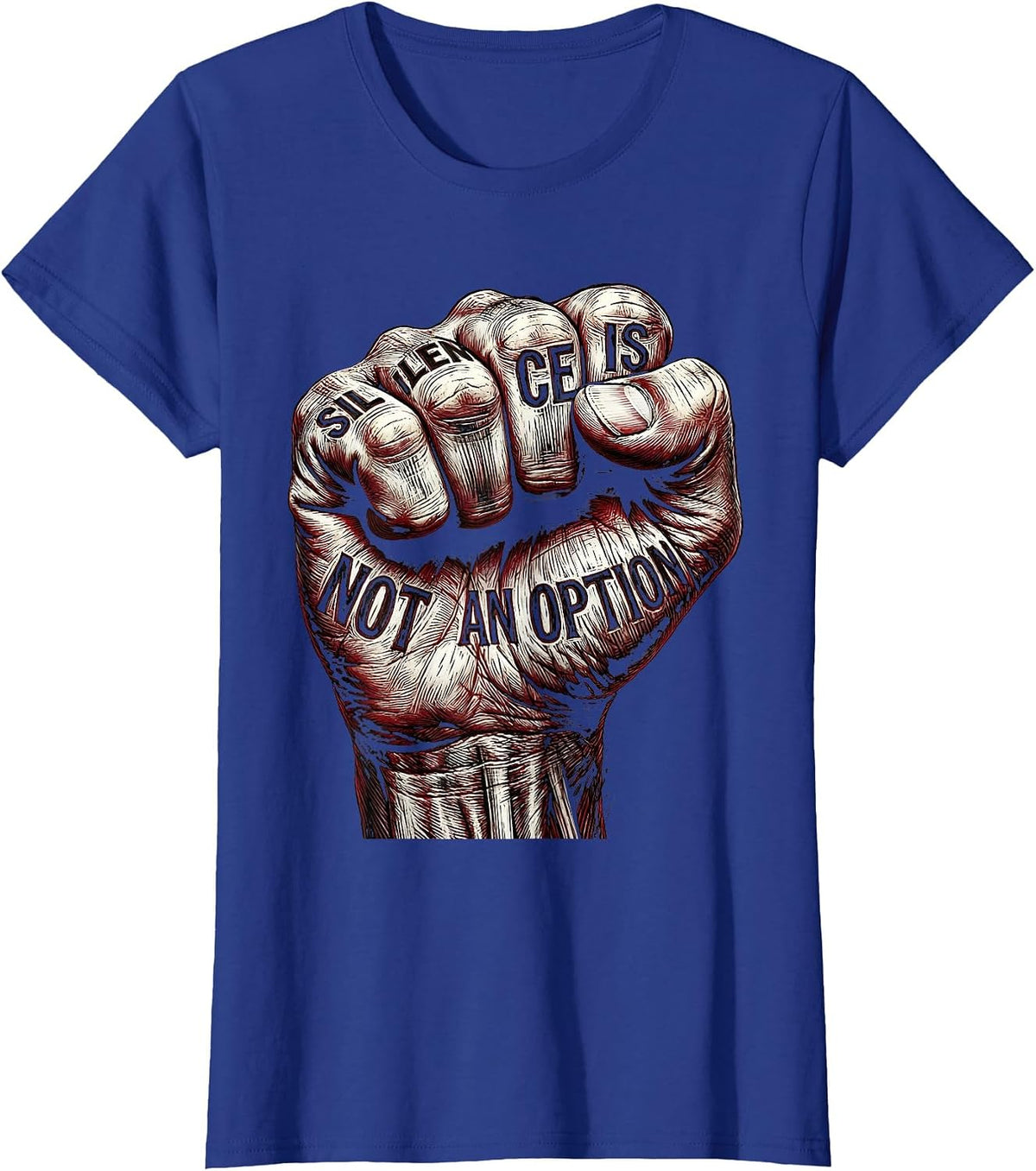 Women's Silence Is Not An Option Punk Protest Design T-Shirt - Royal Blue