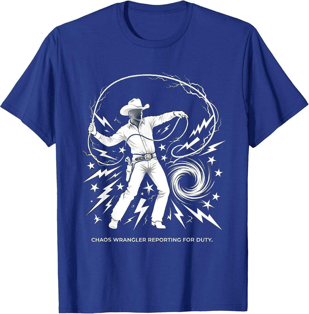 Men's Chaos Wrangler Reporting For Duty Design T-Shirt - Royal Blue
