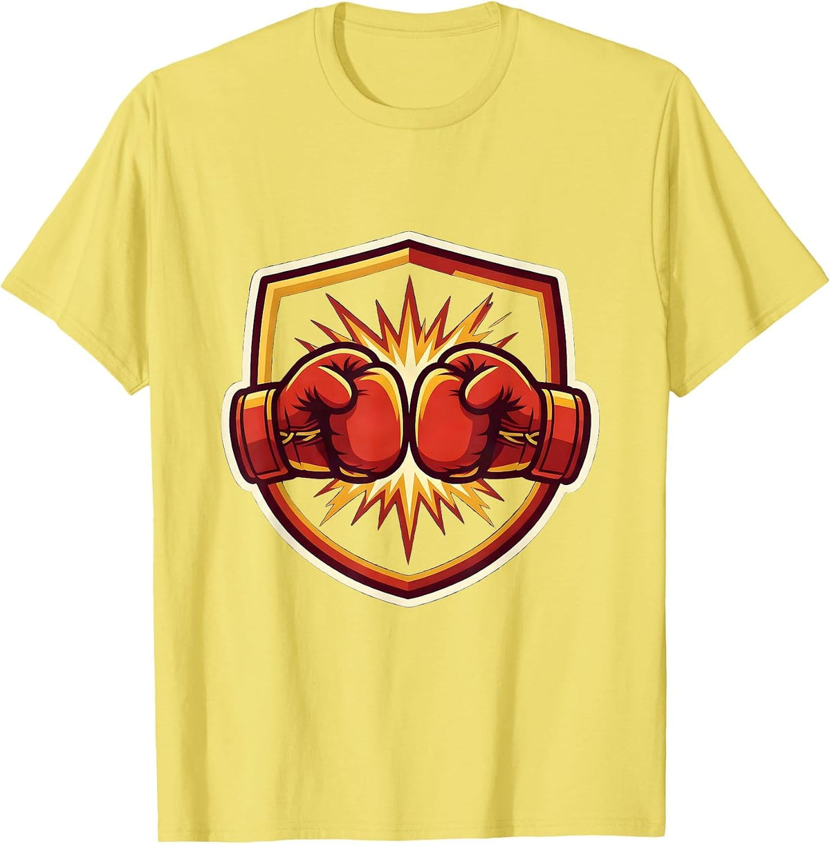Men's Boxing Gloves Clash Sparks Graphic Tee T-Shirt - Lemon Yellow