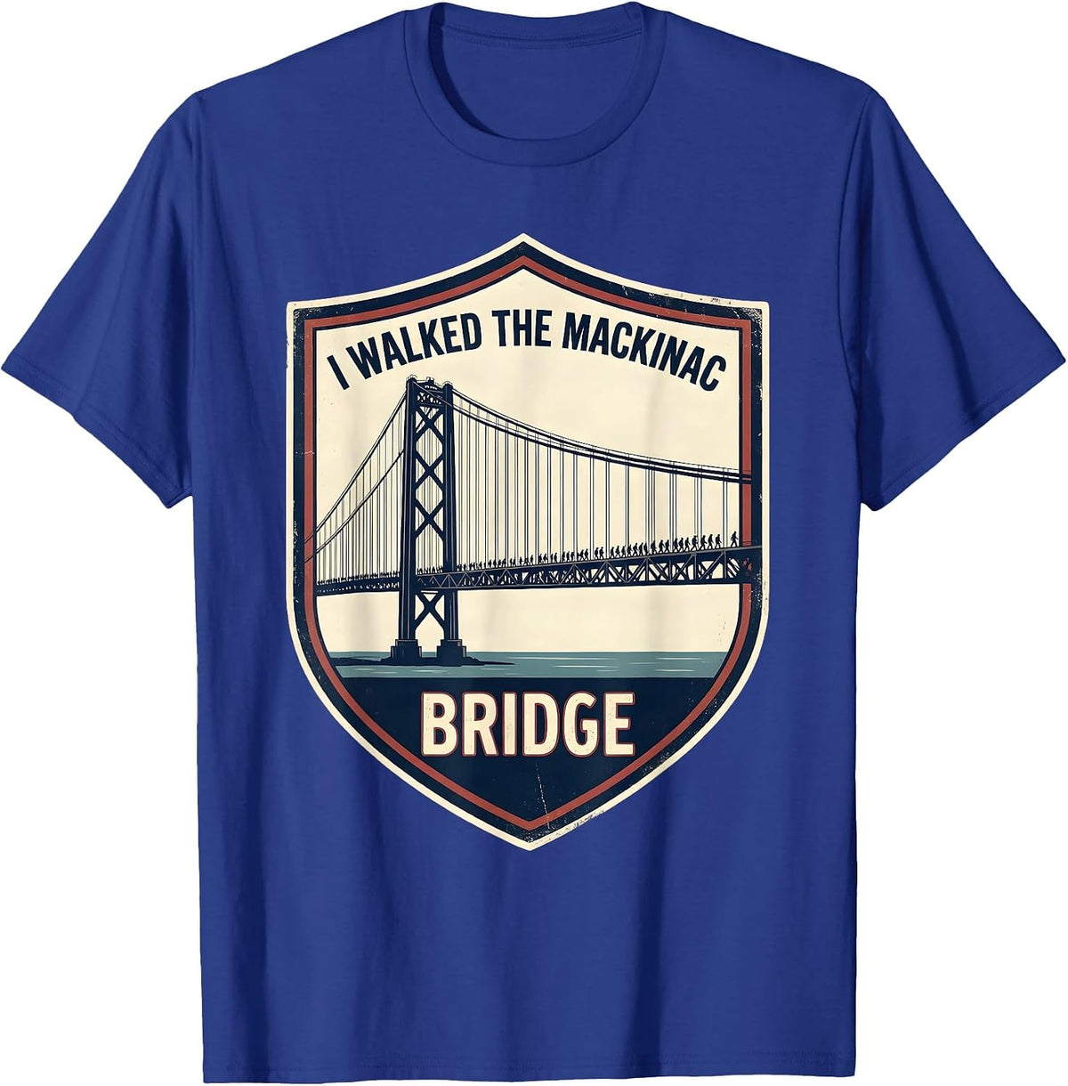 Men's I Walked The Mackinac Bridge Vintage Keepsake Souvenir T-Shirt - Royal Blue