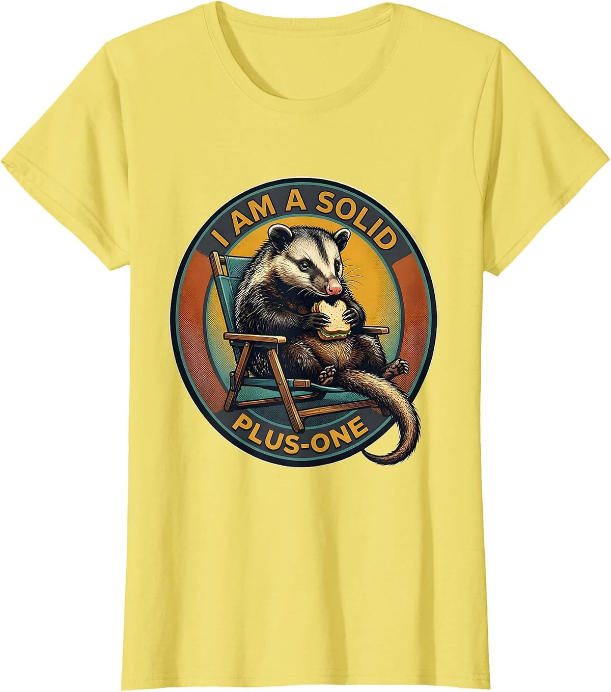 I Am A Solid Plus-One Funny Opossum Meme Possum Lover Humor T-Shirt - Lemon Yellow