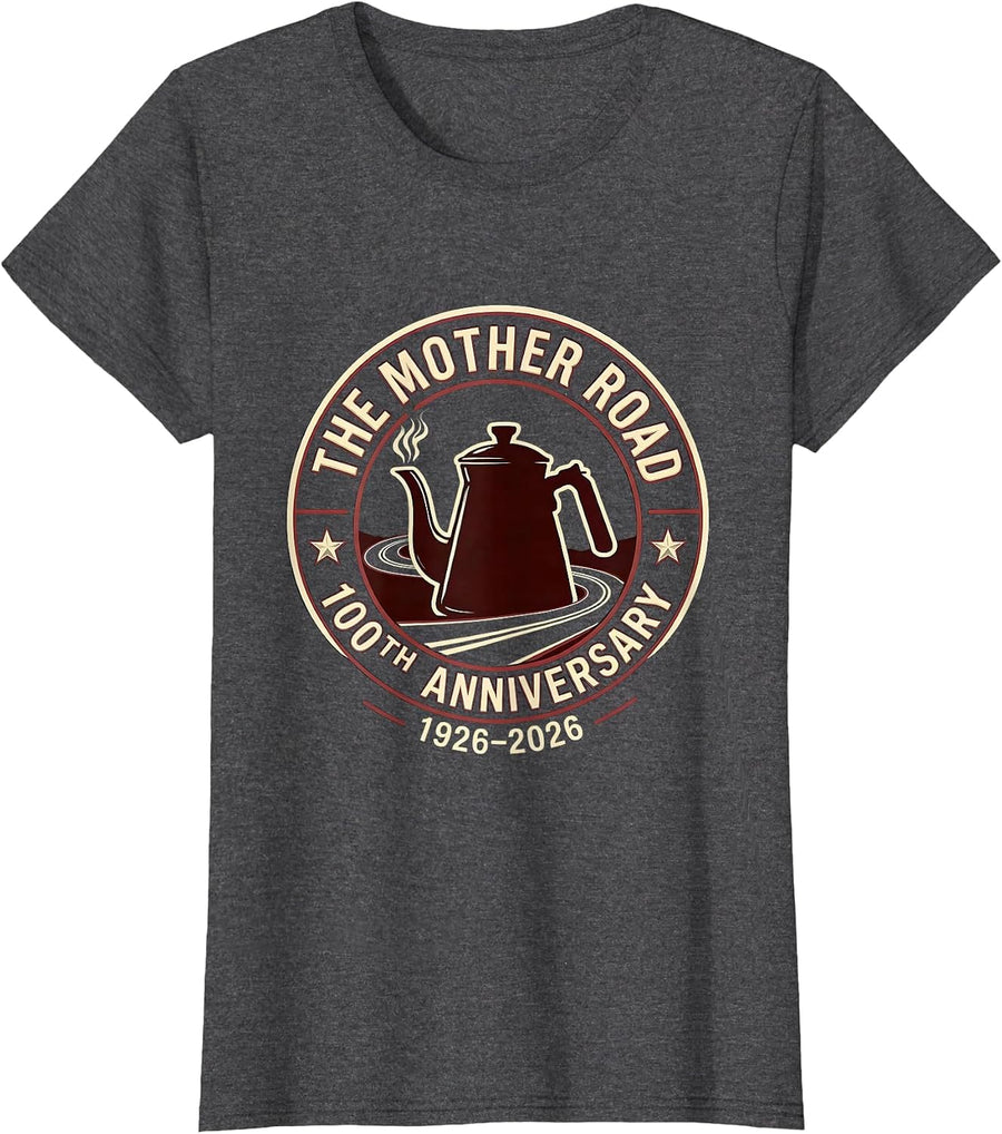 Women's The Mother Road 100th Anniversary 1926-2026 Road Trip T-Shirt - Dark Heather Grey