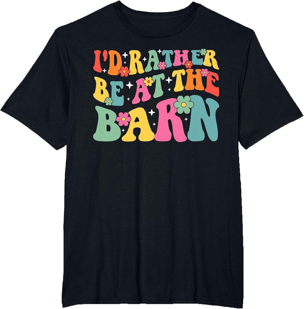 I'd Rather Be At The Barn Funny Boho Equestrian Horse Lovers T-Shirt - Black