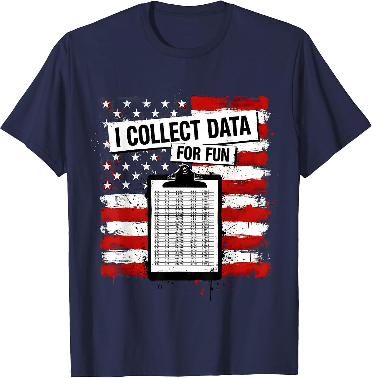 I Collect Data For Fun Funny Data Nerd Design T-Shirt - Navy Blue
