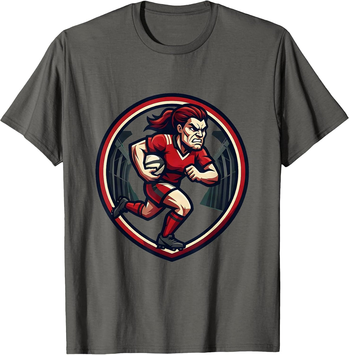 Men's Rugby Team Tunnel Walk Graphic Design T-Shirt - Asphalt Grey